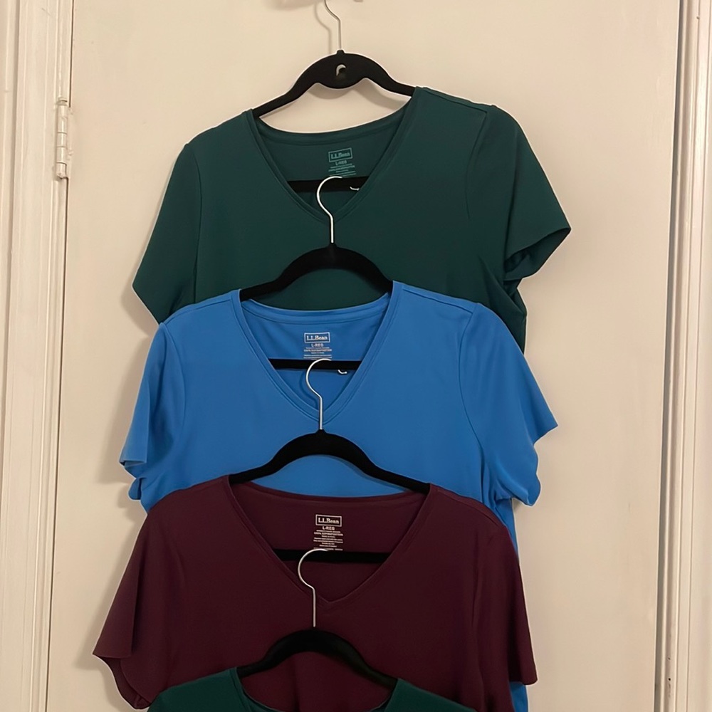 L.L. Bean 100% Supima Cotton V-Neck Tee Shirts, Size Large L T-shirt Tshirt